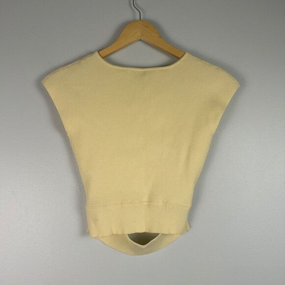 Aritzia Wilfred Cutout Ribbed Top Butter Yellow -M - Picture 2 of 6